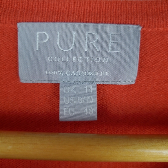 Pure Collection 100% Cashmere Women's Bright Coral Cardigan. 8/10. #0179 - Picture 3 of 10